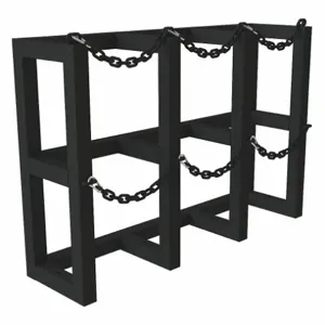 DURHAM MANUFACTURING GCRV-441230-08T Gas Cylinder Rack, 3 Vertical Cylinder Capacity, Size 44 x 12 x 30 Inch, Black | CF2BWW 55PW82