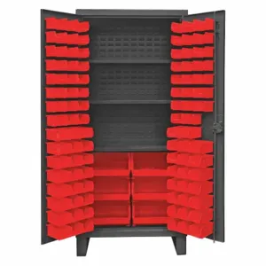 DURHAM MANUFACTURING HDC36-102-3S1795 Industrial Cabinet, 12 Gauge, 102 Bin, Red | AH6RVB 36FC41