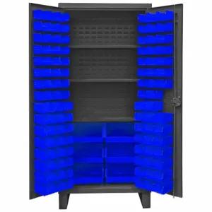 DURHAM MANUFACTURING HDC36-102-3S5295 Industrial Cabinet, 12 Gauge, 102 Bin, Blue | AH6RVC 36FC42