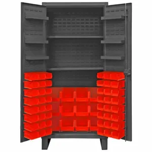 DURHAM MANUFACTURING HDC36-60-2S6D1795 Industrial Cabinet, 12 Gauge, 60 Bin, Red | AH6RVG 36FC46