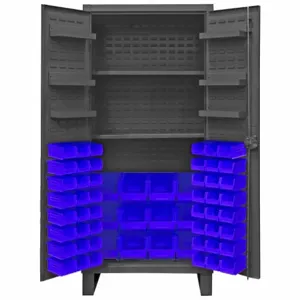 DURHAM MANUFACTURING HDC36-60-2S6D5295 Industrial Cabinet, 12 Gauge, 60 Bin, Blue | AH6RVH 36FC47