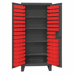 DURHAM MANUFACTURING HDC36-96-4S1795 Industrial Cabinet, 12 Gauge, 96 Bin, Red | AH6RVK 36FC49