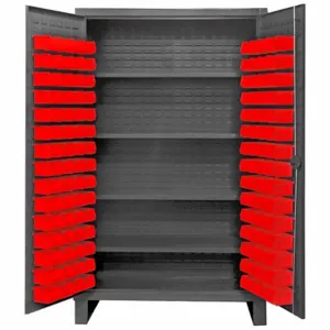 DURHAM MANUFACTURING HDC48-120-4S1795 Industrial Cabinet, 12 Gauge, 120 Bin, Red | AH6RVM 36FC51