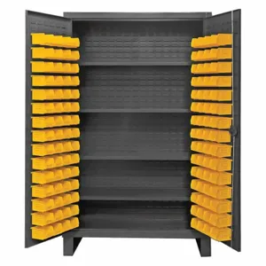 DURHAM MANUFACTURING HDC48-120-4S95 Industrial Cabinet, 12 Gauge, 120 Bin, Yellow | AH6RVP 36FC53