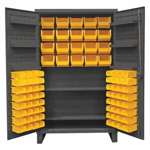 DURHAM MANUFACTURING HDC48-84-2S6D95 Industrial Cabinet, 12 Gauge, 84 Bin, Yellow | AH6RVY 36FC62