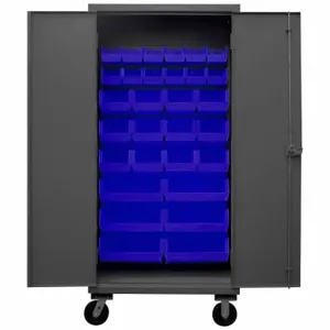 DURHAM MANUFACTURING HDCM36-30-5295 Mobile Cabinet, 12 Gauge, 30 Bin, Blue | AH6RLD 36EZ60