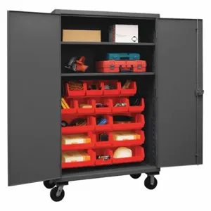 DURHAM MANUFACTURING HDCM48-18-2S1795 Mobile Cabinet, 12 Gauge, 18 Bin, Red | AH6RLF 36EZ62