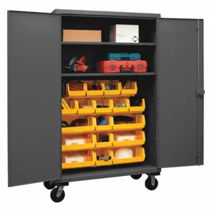 DURHAM MANUFACTURING HDCM48-18-2S95 Mobile Cabinet, 12 Gauge, 18 Bin, Yellow | AH6RLH 36EZ64