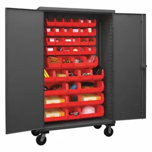 DURHAM MANUFACTURING HDCM48-42-1795 Mobile Cabinet, 12 Gauge, 42 Bin, Red | AH6RLJ 36EZ65