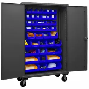 DURHAM MANUFACTURING HDCM48-42-5295 Mobile Cabinet, 12 Gauge, 42 Bin, Blue | AH6RLK 36EZ66