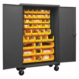 DURHAM MANUFACTURING HDCM48-42-95 Mobile Cabinet, 12 Gauge, 42 Bin, Yellow | AH6RLL 36EZ67