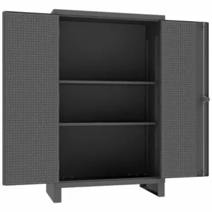 DURHAM MANUFACTURING HDCP244878-2S95 Pegboard Cabinet, 2 Adjustable Shelf, Assembled, Gray, Size 24 x 48 x 78 Inch | CD2HXY 410Y43