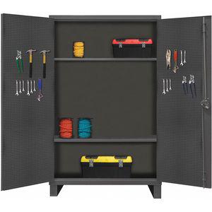 DURHAM MANUFACTURING HDCP244878-2S95 Pegboard Cabinet, 2 Adjustable Shelf, Assembled, Gray, Size 24 x 48 x 78 Inch | CD2HXY 410Y43