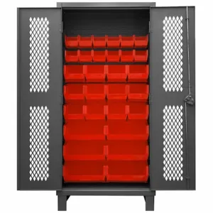 DURHAM MANUFACTURING HDCV36-30B-1795 Ventilated Cabinet, 12 Gauge, 30 Bin, Red | AH6RPK 36FA32