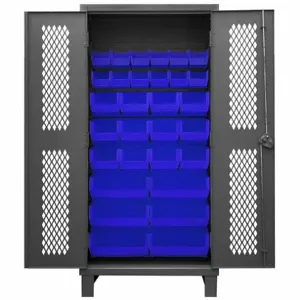 DURHAM MANUFACTURING HDCV36-30B-5295 Ventilated Cabinet, 12 Gauge, 30 Bin, Blue | AH6RPL 36FA33