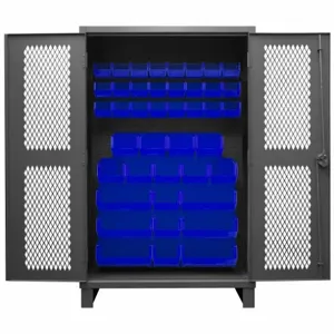 DURHAM MANUFACTURING HDCV48-42B-5295 Ventilated Cabinet, 12 Gauge, 42 Bin, Blue | AH6RPZ 36FA45