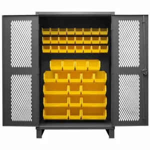 DURHAM MANUFACTURING HDCV48-42B-95 Ventilated Cabinet, 12 Gauge, 42 Bin, Yellow | AH6RQA 36FA46