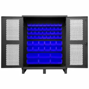 DURHAM MANUFACTURING HDCV60-54B-5295 Ventilated Cabinet, 12 Gauge, 54 Bin, Blue | AH6RQF 36FA51