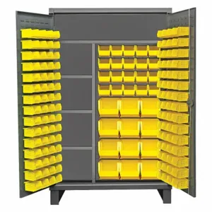 DURHAM MANUFACTURING HDJC244878-156-4S95 Maintenance Cabinet, 4 Shelf, 156 Yellow Bin, 12 Gauge, Size 48 x 24 x 78 Inch | CF6KQJ