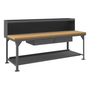 DURHAM MANUFACTURING HDWBMT3696RS2DR95 Workbench With Riser, Size 96 x 36 x 51-1/16 Inch | CF6KRW