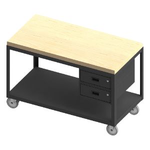 DURHAM MANUFACTURING HMT-3060-2-MT-2DR-95 High Deck Portable Table, Maple Top, Size 30-1/4 x 60-1/4 x 31-13/16 Inch | CF6KUL