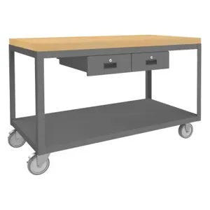 DURHAM MANUFACTURING HMT-2448-2-MT-2DR-95 High Deck Portable Table, Maple Top, Size 24-1/4 x 48-1/4 x 31-13/16 Inch | CF6KUE