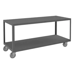 DURHAM MANUFACTURING HMT-2460-2-4SWB-95 High Deck Portable Table, 2 Shelf, Size 24-1/4 x 60-1/4 x 30-1/16 Inch | CF6KUG