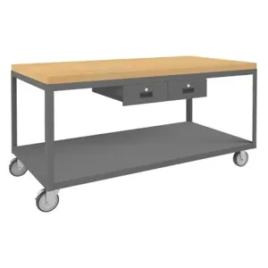 DURHAM MANUFACTURING HMT-3060-2-MT-2DR-95 High Deck Portable Table, Maple Top, Size 30-1/4 x 60-1/4 x 31-13/16 Inch | CF6KUL