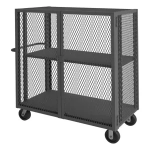 DURHAM MANUFACTURING HTL-2448-DD-1AS-95 Security Mesh Truck, 1 Adjustable Shelf, Capacity 2000 Lbs, Size 24 x 48 Inch | CF6KUZ