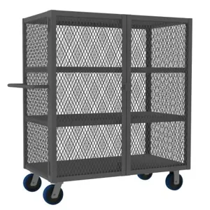 DURHAM MANUFACTURING HTL-2448-DD-3-6PU-95 Mesh Truck, 3 Shelf, Capacity 2000 Lbs, Size 24 x 48 Inch | CF6KVC