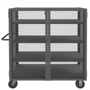 DURHAM MANUFACTURING HTL-2448-DD-3AS-95 Security Mesh Truck, 3 Adjustable Shelf, Capacity 2000 lbs, Size 24 x 48 Inch | CF6KVD