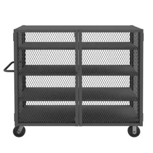 DURHAM MANUFACTURING HTL-2460-DD-3AS-95 Security Mesh Truck, 3 Adjustable Shelf, Capacity 2000 lbs, Size 24 x 60 Inch | CF6KVJ