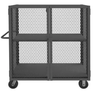 DURHAM MANUFACTURING HTL-3048-DD-1AS-95 Security Mesh Truck, 1 Adjustable Shelf, Capacity 2000 lbs, Size 30 x 48 Inch | CF6KVM