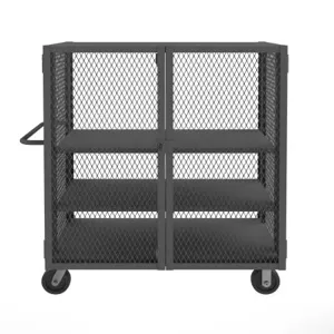 DURHAM MANUFACTURING HTL-3048-DD-2AS-95 Security Mesh Truck, 2 Adjustable Shelf, Capacity 2000 lbs, Size 30 x 48 Inch | CF6KVN