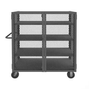 DURHAM MANUFACTURING HTL-3048-DD-3AS-95 Security Mesh Truck, 3 Adjustable Shelf, Capacity 2000 lbs, Size 30 x 48 Inch | CF6KVP