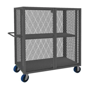 DURHAM MANUFACTURING HTL-3060-DD-1AS-6PU-95 Security Mesh Truck, 2 Shelf, Capacity 2000 lbs, Size 30 x 60 Inch | CF6KVQ