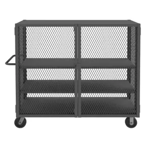 DURHAM MANUFACTURING HTL-3060-DD-2AS-95 Security Mesh Truck, 2 Adjustable Shelf, Capacity 2000 lbs, Size 30 x 60 Inch | CF6KVT