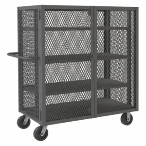 DURHAM MANUFACTURING HTL-3060-DD-3AS-95 Security Mesh Truck, 3 Adjustable Shelf, Capacity 2000 lbs, Size 30 x 60 Inch | CF6KVU