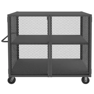 DURHAM MANUFACTURING HTL-3660-DD-1AS-95 Security Mesh Truck, 1 Adjustable Shelf, Capacity 2000 lbs, Size 36 x 60 Inch | CF6KVW