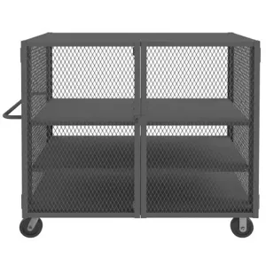 DURHAM MANUFACTURING HTL-3660-DD-2AS-95 Security Mesh Truck, 2 Adjustable Shelf, Capacity 2000 lbs, Size 36 x 60 Inch | CF6KVX