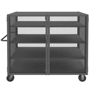 DURHAM MANUFACTURING HTL-3660-DD-3AS-95 Security Mesh Truck, 3 Adjustable Shelf, Capacity 2000 lbs, Size 36 x 60 Inch | CF6KVY