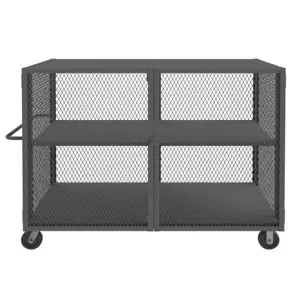 DURHAM MANUFACTURING HTL-3672-DD-1AS-95 Security Mesh Truck, 1 Adjustable Shelf, Capacity 2000 lbs, Size 36 x 72 Inch | CF6KWB