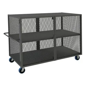 DURHAM MANUFACTURING HTL-3672-DD-2-6PU-95 Mesh Truck, 1 fixed shelf, 1 Base Shelf, Size 36 x 72 Inch, 2000 lbs. capacity | CF6KWC