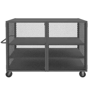 DURHAM MANUFACTURING HTL-3672-DD-2AS-95 Security Mesh Truck, 3 Adjustable Shelf, Capacity 2000 lbs, Size 36 x 72 Inch | CF6KWD