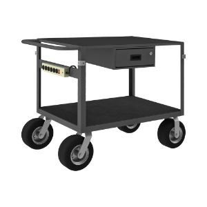 DURHAM MANUFACTURING IC24361DRPS10PN95 Instrument Cart With 10 x 3 Inch Caster, Power Strip, 2 Shelf, Size 24 x 36 Inch | CF6KWU