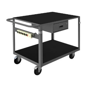 DURHAM MANUFACTURING IC2436311DRPS4SW5PO95 Instrument Cart With Polyolefin Caster, 1 Drawer, 2 Shelf, Size 24 x 36 Inch | CF6KWY