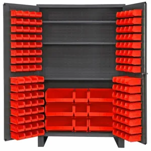 DURHAM MANUFACTURING JC-137-3S-1795 Industrial Cabinet, 14 Gauge, 137 Bin, Red | AH6RWM 36FC75