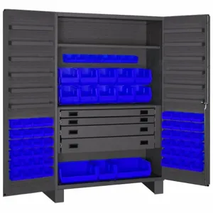 DURHAM MANUFACTURING JCBDLP694RDR-5295 Industrial Cabinet, 14 Gauge, 69 Bin, Height 78 Inch, Blue | AH6RWT 36FC80