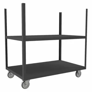 DURHAM MANUFACTURING MST-3048-5PO-95 Mobile Stake Cart, 2 Shelf, Size 30 x 48 Inch, Gray | CF6LBU