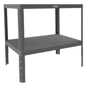 DURHAM MANUFACTURING MTA243636-1.5K295 Machine Table, Adjustable Height, 2 Shelf, Size 36 x 24 Inch, Gray | CF6LCE